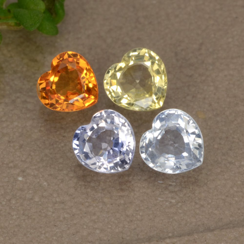 Gemas de zafiro multicolor natural de 1,38 ct, forma de corazón, VVS-VS