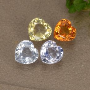 Gemas de zafiro multicolor natural de 1,38 ct, forma de corazón, VVS-VS