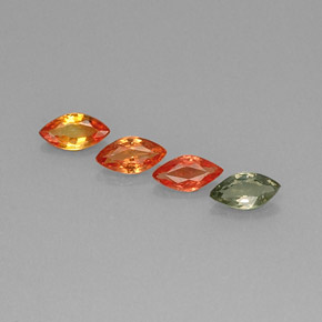 Gemas de zafiro multicolor natural de  ct, marquesa, VVS-VS