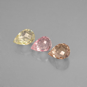 Gemas de zafiro multicolor natural de  ct, briolette, VVS