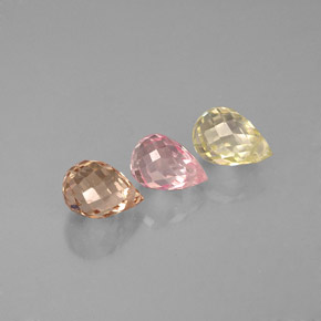 Gemas de zafiro multicolor natural de  ct, briolette, VVS