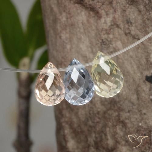 Gemas de zafiro multicolor natural de 2,07 ct, briolette, VVS