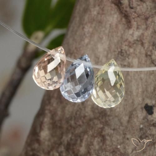 Gemas de zafiro multicolor natural de 2,07 ct, briolette, VVS