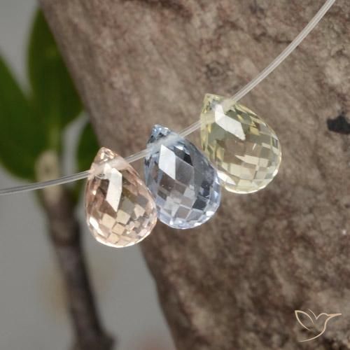 Gemas de zafiro multicolor natural de 2,07 ct, briolette, VVS