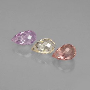 Gemas de zafiro multicolor natural de  ct, briolette, VVS