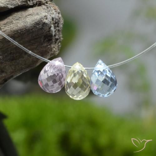 Gemas de Zafiro Multicolor natural de 1.98 ct, Corte Briolette, VVS