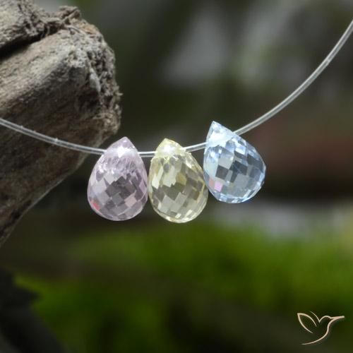 Gemas de Zafiro Multicolor natural de 1.98 ct, Corte Briolette, VVS