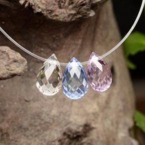 Gemas de zafiro multicolor natural de 2,16 ct, briolette, VVS