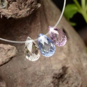 Gemas de zafiro multicolor natural de 2,16 ct, briolette, VVS
