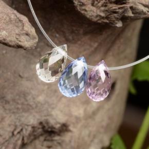 Gemas de zafiro multicolor natural de 2,16 ct, briolette, VVS