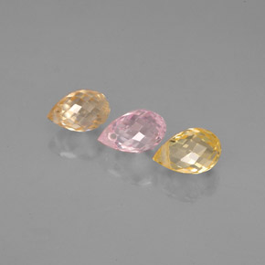Gemas de zafiro multicolor natural de  ct, briolette, VVS