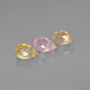 Gemas de zafiro multicolor natural de  ct, briolette, VVS