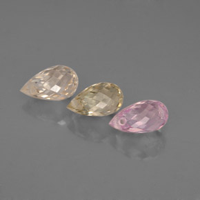 Gemas de zafiro multicolor natural de  ct, briolette, VVS