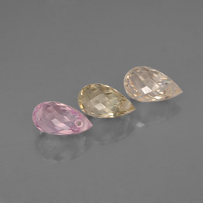 Gemas de zafiro multicolor natural de  ct, briolette, VVS