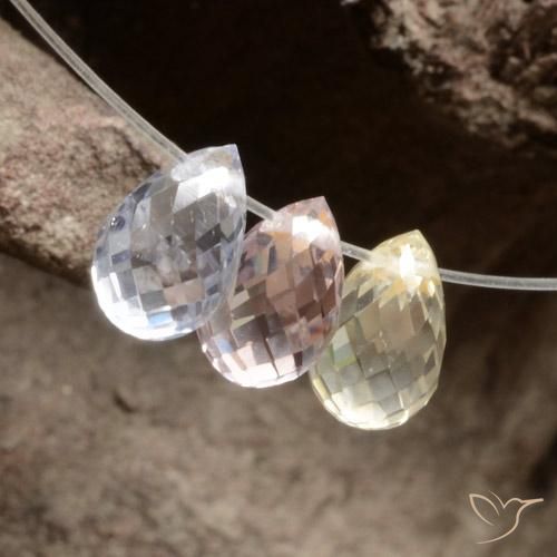 Gemas de Zafiro Multicolor natural de 2.27 ct, Corte Briolette, VVS