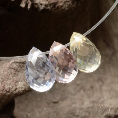 Gemas de Zafiro Multicolor natural de 2.27 ct, Corte Briolette, VVS