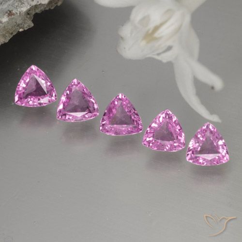 Gemas de zafiro rosa natural de 1,20 ct, trillón, VVS-VS