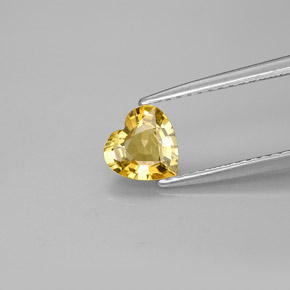 Zafiro amarillo natural de 0,79 ct, forma de corazón, VVS-VS