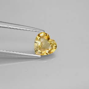 Zafiro amarillo natural de 0,79 ct, forma de corazón, VVS-VS