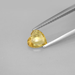 Zafiro amarillo natural de 0,79 ct, forma de corazón, VVS-VS