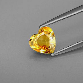 Zafiro amarillo natural de 0,88 ct, forma de corazón, VVS-VS