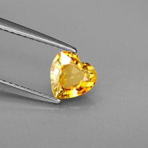 Zafiro amarillo natural de 0,88 ct, forma de corazón, VVS-VS