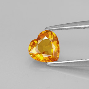 Zafiro naranja natural de 0,95 ct, forma de corazón, VVS