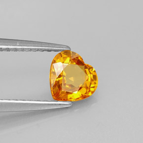 Zafiro naranja natural de 0,95 ct, forma de corazón, VVS