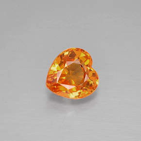 Zafiro naranja natural de 1,12 ct, forma de corazón, VVS-VS