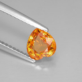 Zafiro naranja natural de 1,12 ct, forma de corazón, VVS-VS
