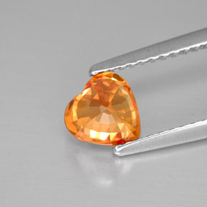 Zafiro naranja natural de 1,07 ct, forma de corazón, VVS-VS