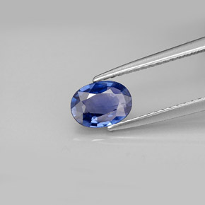 Zafiro azul natural de 0,82 ct, corte óvalo, SI