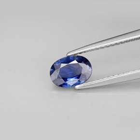 Zafiro azul natural de 0,76 ct, corte óvalo, VS