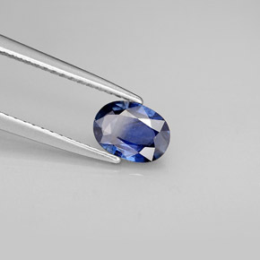 Zafiro azul natural de 0,76 ct, corte óvalo, VS