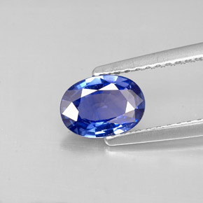 Zafiro azul natural de 0,85 ct, corte óvalo, VS