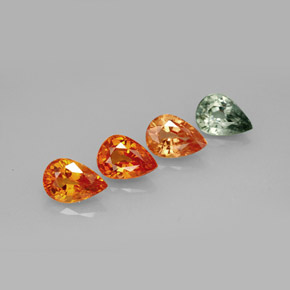 Gemas de zafiro multicolor natural de  ct, en forma de pera, VVS-VS