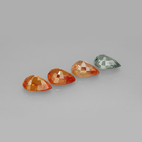 Gemas de zafiro multicolor natural de  ct, en forma de pera, VVS-VS