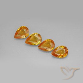 Gemas de Zafiro Dorado naranja oscuro natural de 3.19 ct, En forma de pera, VVS-VS