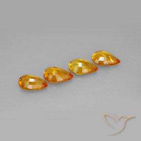 Gemas de Zafiro Dorado naranja oscuro natural de 3.19 ct, En forma de pera, VVS-VS
