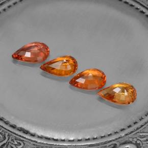 Gemas de zafiro naranja natural de 2,99 ct, en forma de pera, VVS-VS