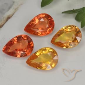 Gemas de zafiro naranja natural de 3,85 ct, en forma de pera, VVS-VS