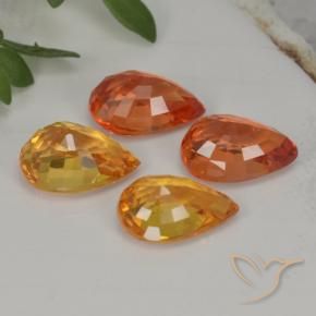 Gemas de zafiro naranja natural de 3,85 ct, en forma de pera, VVS-VS