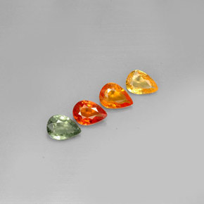 Gemas de zafiro multicolor natural de  ct, en forma de pera, VVS-VS