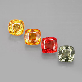 Gemas de zafiro multicolor natural de 2,79 ct, corte cojín, VVS-VS