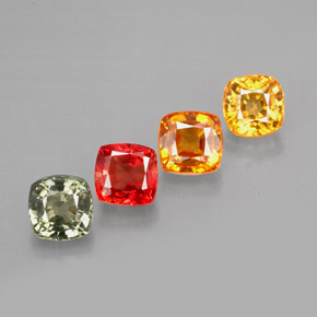 Gemas de zafiro multicolor natural de 2,79 ct, corte cojín, VVS-VS