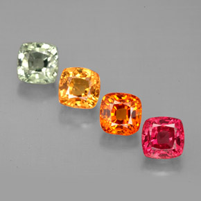 Gemas de zafiro multicolor natural de  ct, corte cojín, VVS-VS