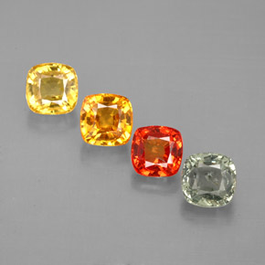 Gemas de zafiro multicolor natural de  ct, corte cojín, VVS-VS