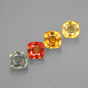 Gemas de zafiro multicolor natural de  ct, corte cojín, VVS-VS