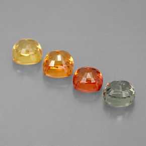 Gemas de zafiro multicolor natural de  ct, corte cojín, VVS-VS