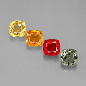 Gemas de zafiro multicolor natural de  ct, corte cojín, VVS-VS